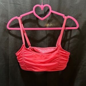 Hutch Pink Ruched Bandeau Bikini Top.
